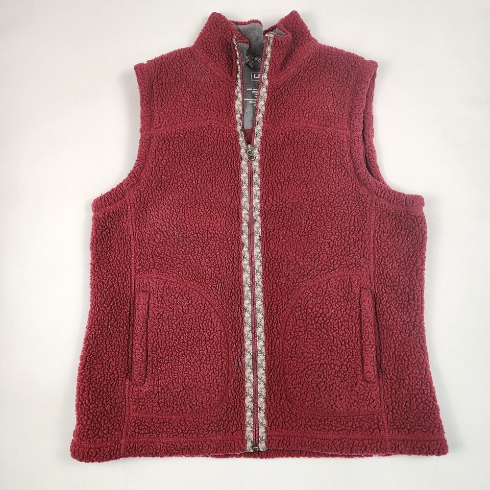 L.L.‎ Bean Women's Vest Jacket Size M Dark Red/Maroon (Z1)